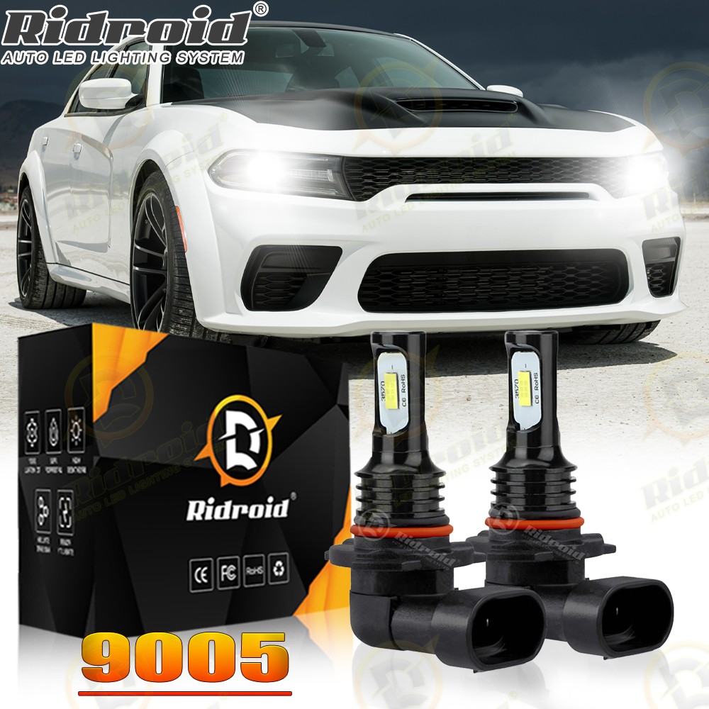 For 2015 - 2021 Dodge Charger - 2pc LED Headlight Kit Bulbs 9005 6000K White