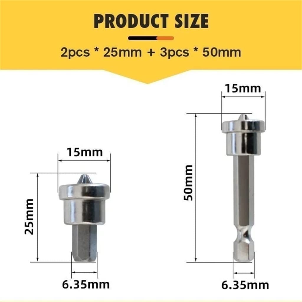 Teursa 5pcs Set Magnetic Positioning Screwdriver Bits Drywall 50MM, 50mm