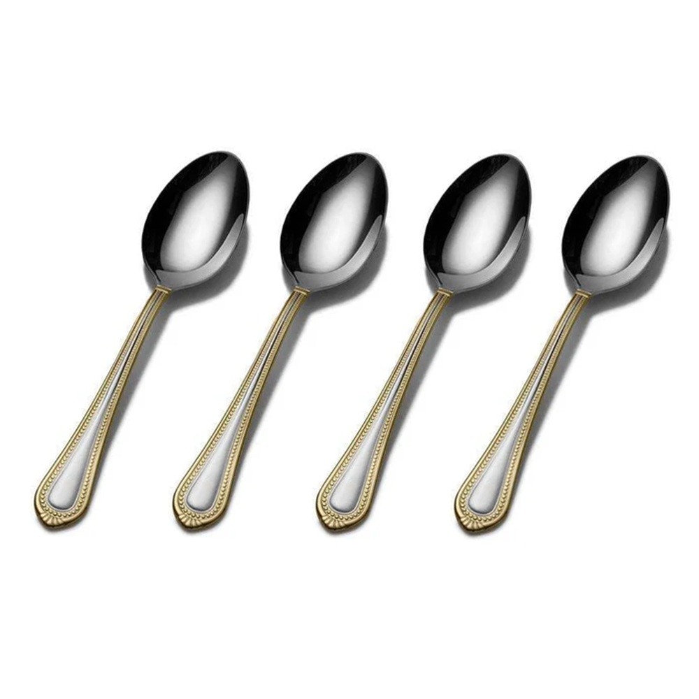 Mikasa Regent Bead Gold Accent 18/10 Stainless Steel Teaspoon (Set of Four)