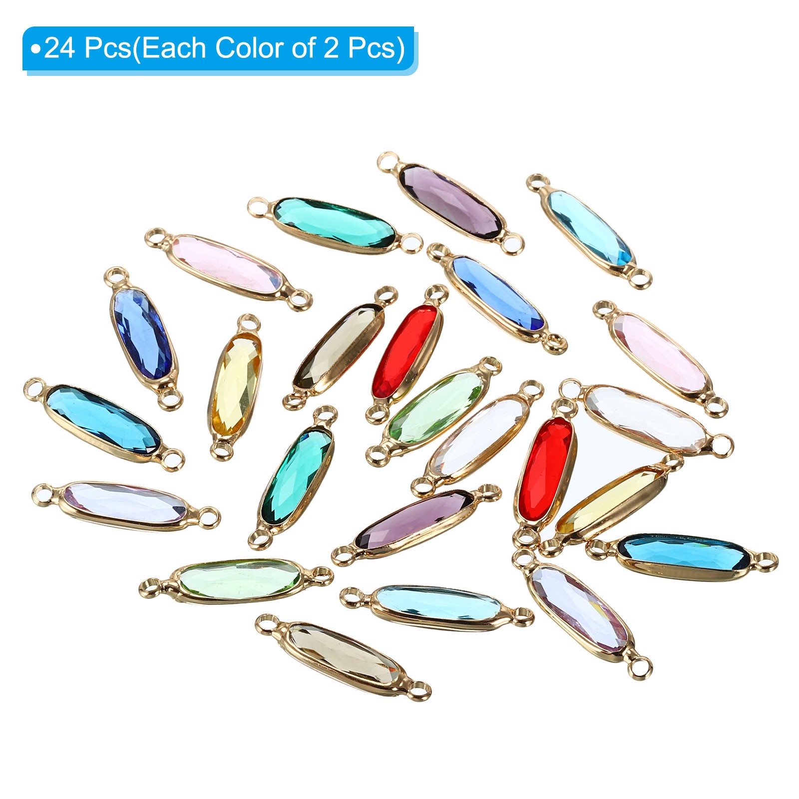Birthstone Connector Link 24Pcs Diamond Link Round