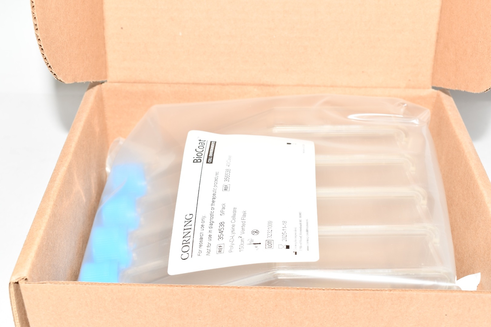 NEW Corning 354538 BioCoat Poly-D-Lysine 150cm Rectangular Canted Neck Cell Cult