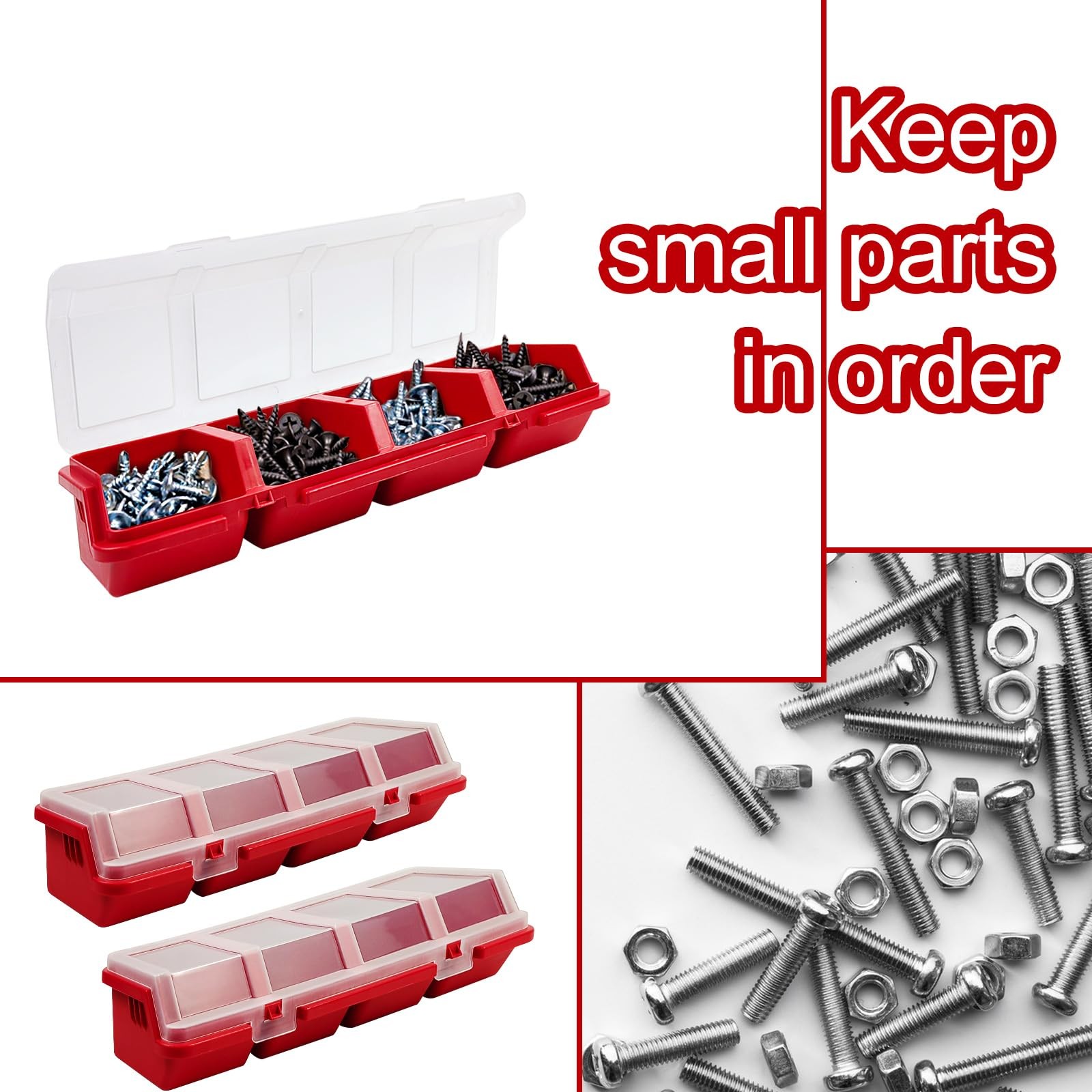 6 Pcs Screw Organizers Storage Bins with Lids, Plastic Stackable Hardware Org...