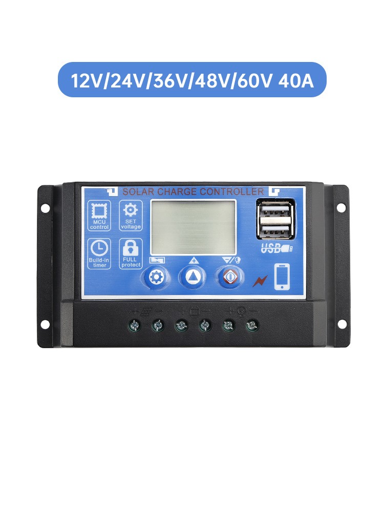 40A PWM Solar Controller Display Current Solar Street Light Controller 0V Start