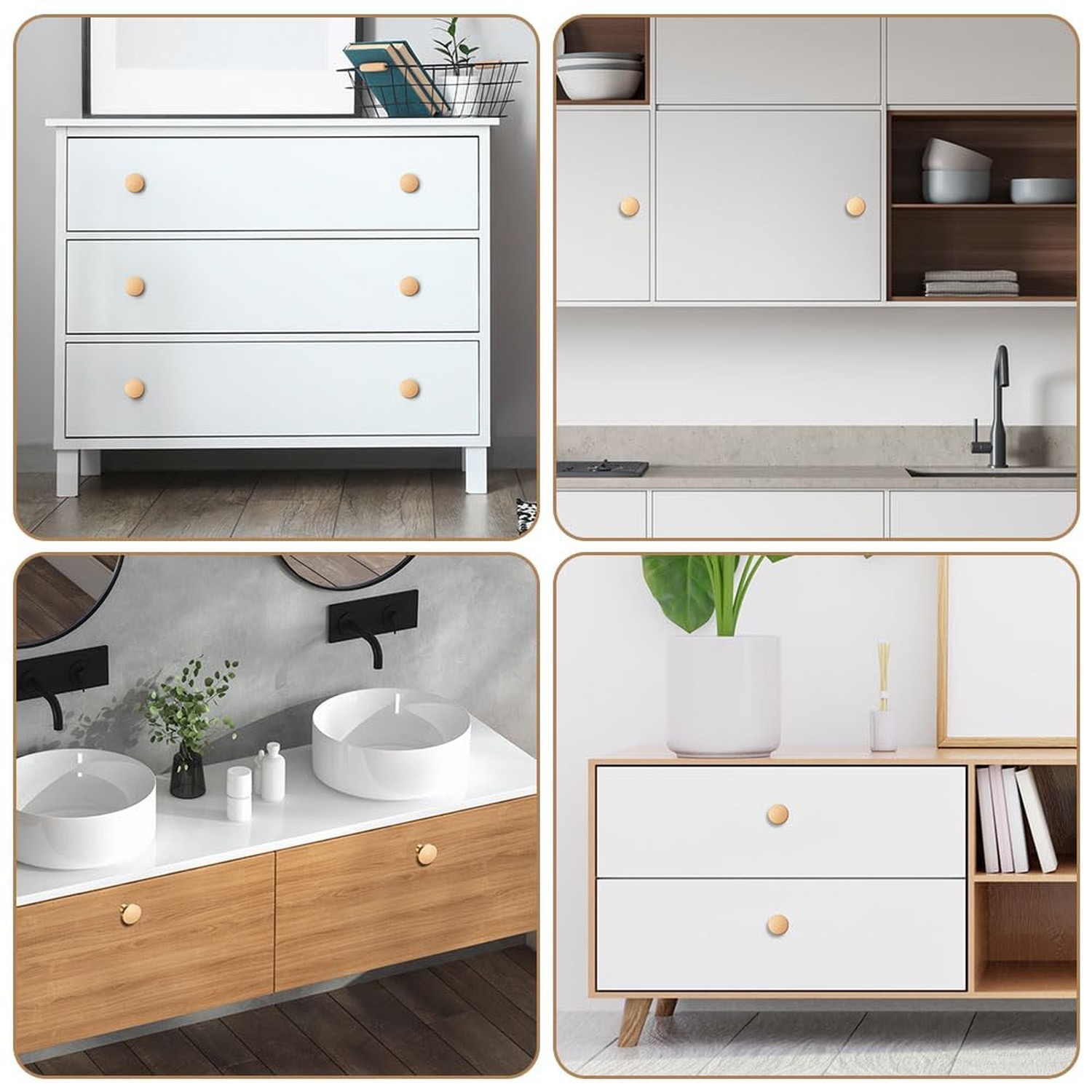 Ainiv 10 PCS Gold Cabinet Knobs, Round Drawer Knobs, Mushroom Dresser Handle,...
