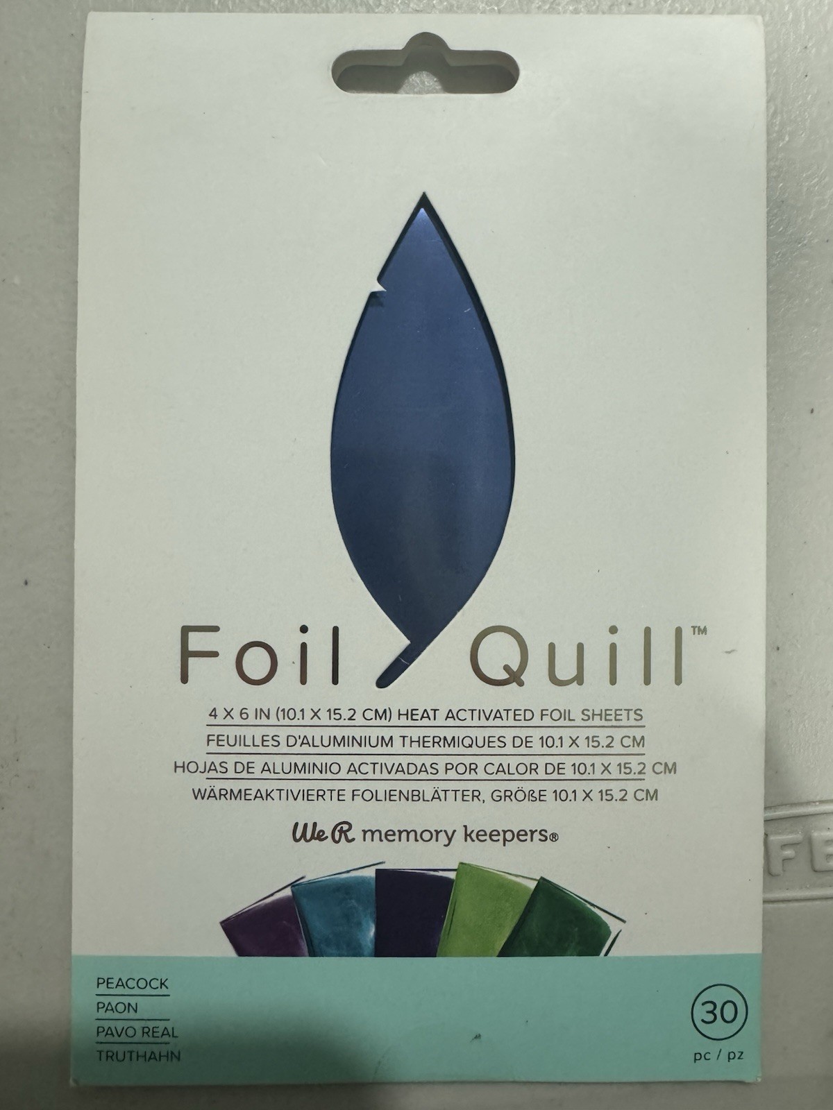 We R Memory Keepers Foil Quill Peacock 4”x6” Heat Activated foil sheets. 30 pc.