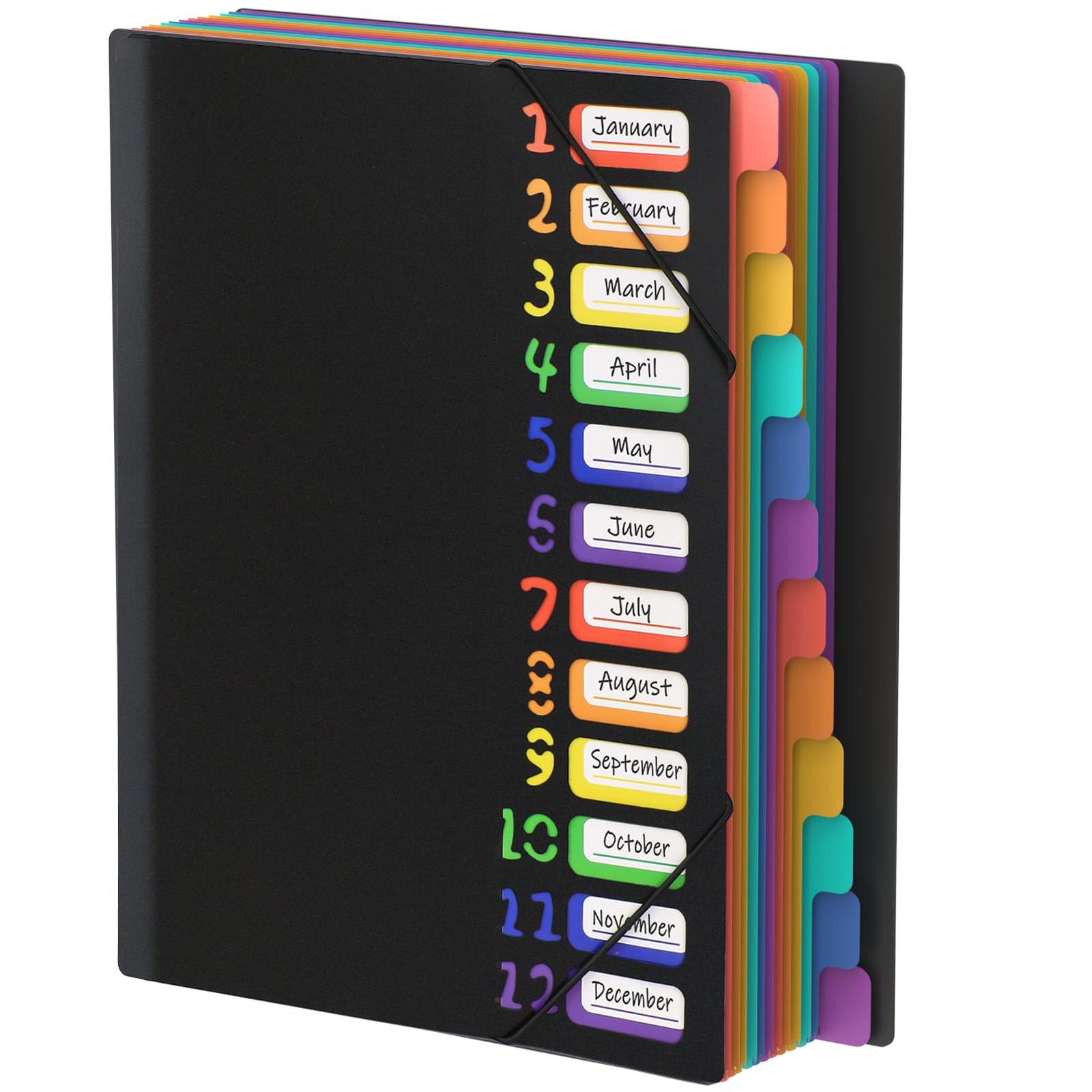 24 Pack 12 Color Plastic Folders Multi Pocket Office Organizer 12 Dividers