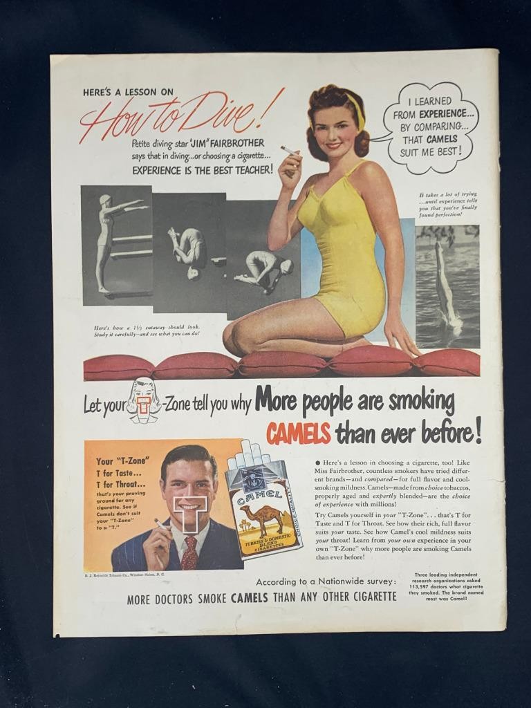 Magazine Ad* - 1948 - Camel cigarettes - "Jim" Fairbrother - Diving Star