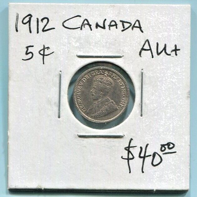 CANADA - FANTASTIC HISTORICAL GEORGE V SILVER  5 CENTS, 1912,  KM# 22