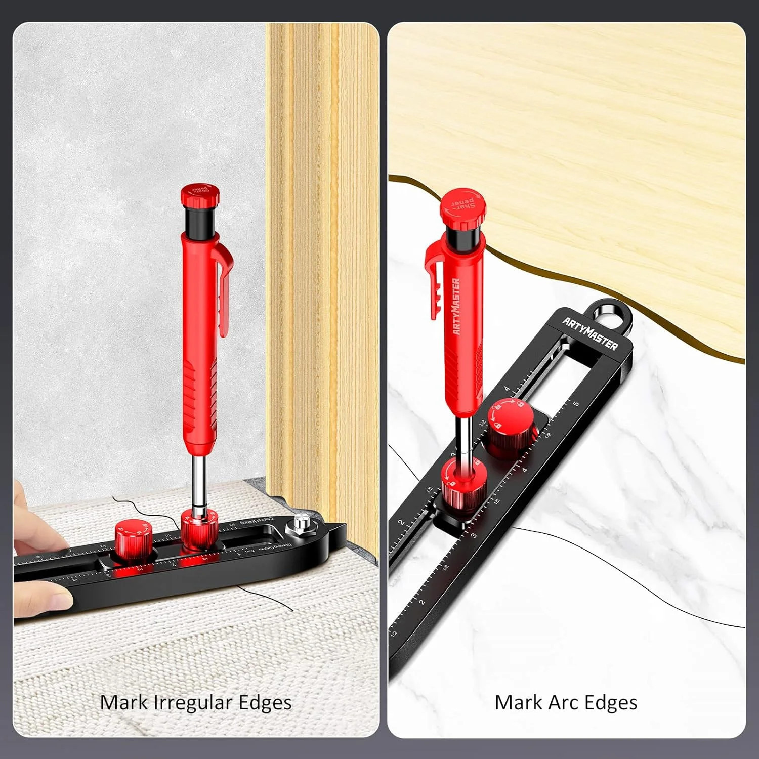 ARTYMASTER Multi-Function Scribing Tool, DIY Woodworking Scriber Line Maker, Por