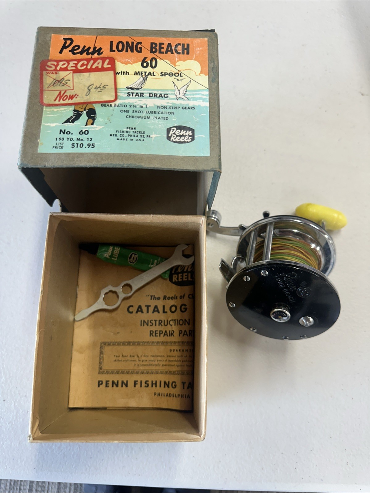 Vintage Penn Long Beach No. 60 Fishing Reel Brand New/NOS With Original Box-Tag