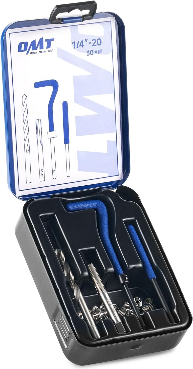 "Complete 1/4""-20 Helicoil Thread Repair Kit - 30 Inserts, HSS Drill Bit Includ