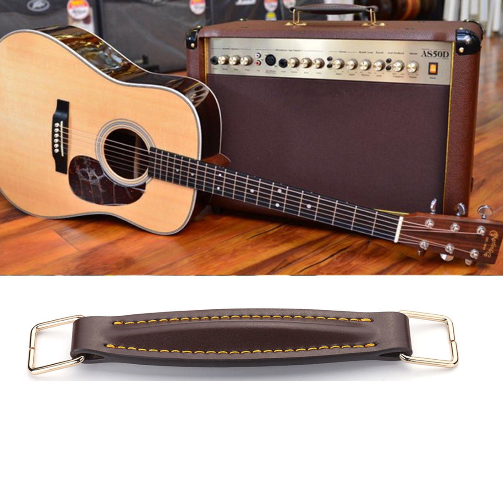 1Pc Guitar Leather Handle w/ Fitting For Marshall Amp AS50D AS100D Coffee