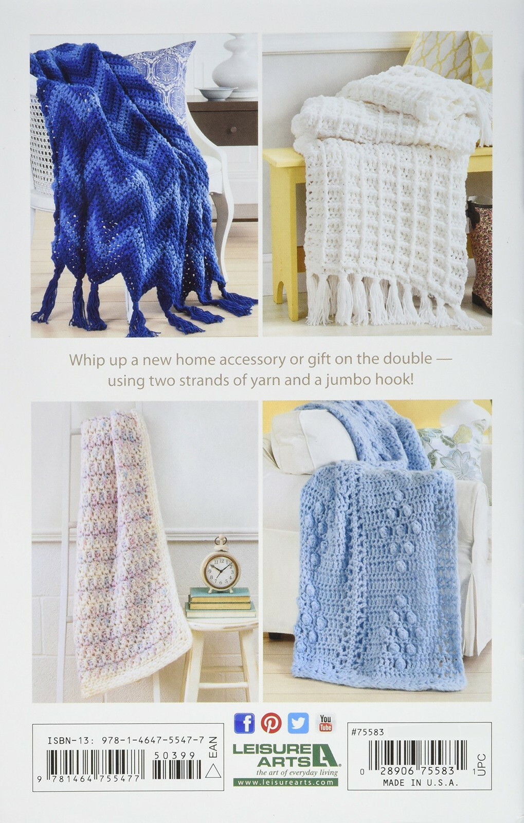 Crochet Pattern Book EASY Q-HOOK AFGHANS ~ 6 Designs