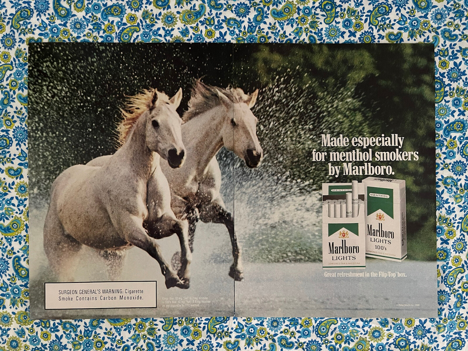 Marlboro Menthol 1988 Print Ad White Horses