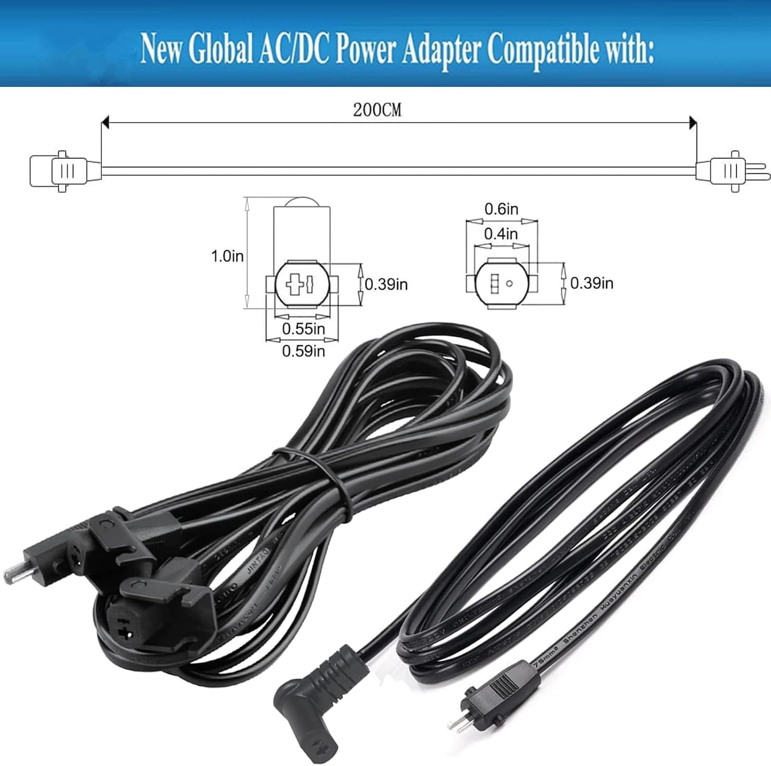 Universal Dual Motor Power Supply Transformer with AC Cord, L black