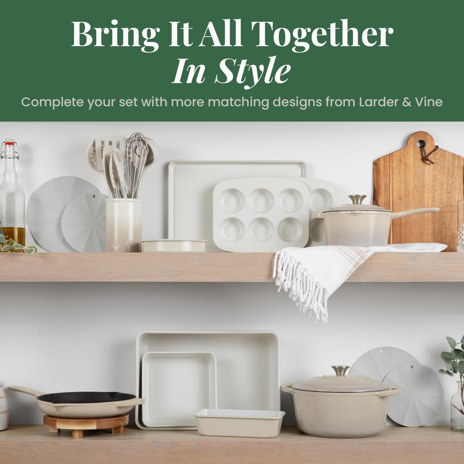 Larder & Vine 8-Piece Bakeware Set | Non-Stick Baking Set with Ceramic Finish...
