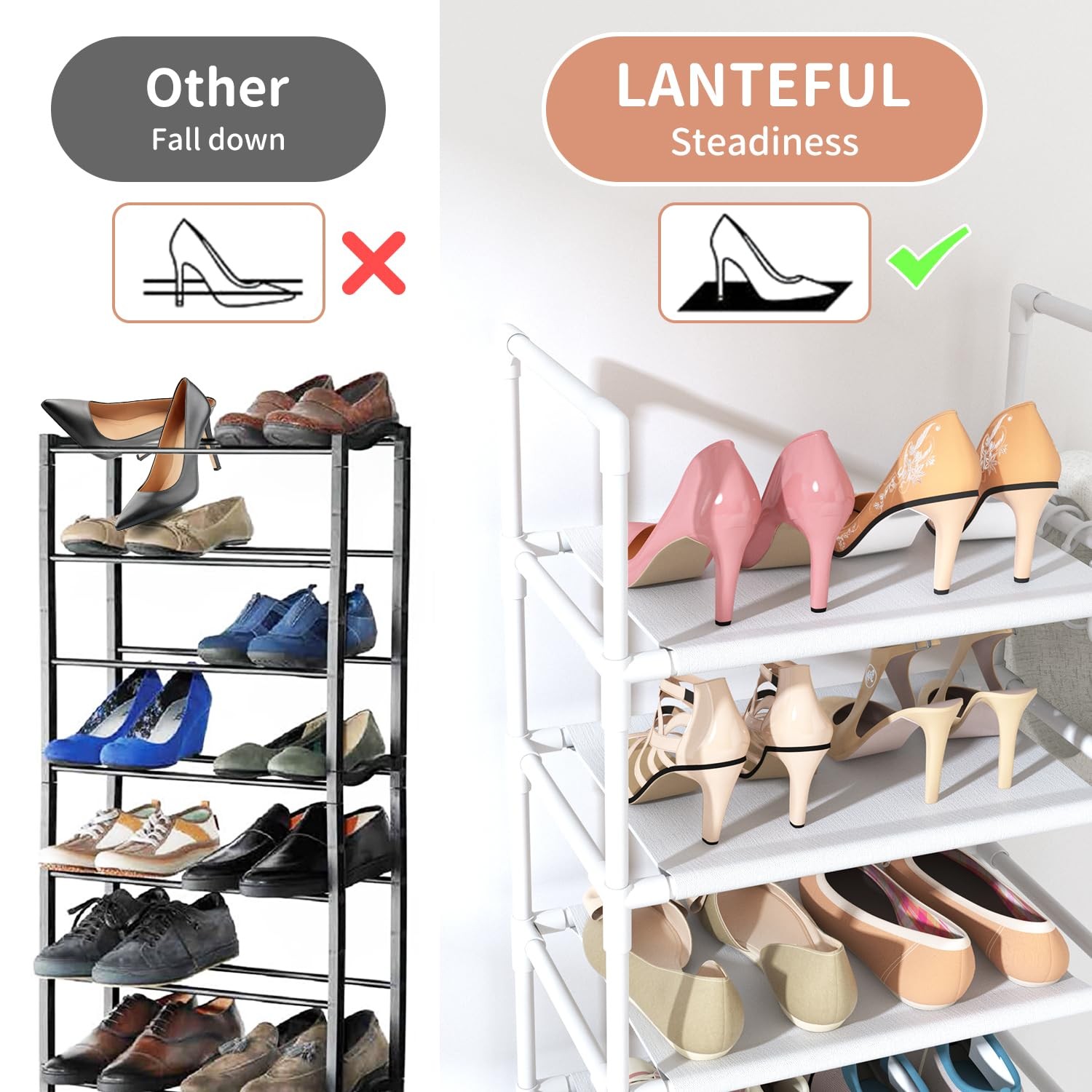 10 Tiers Tall Shoe Rack 2025 Pairs Boots Organizer Storage Sturdy Narrow Shoe...