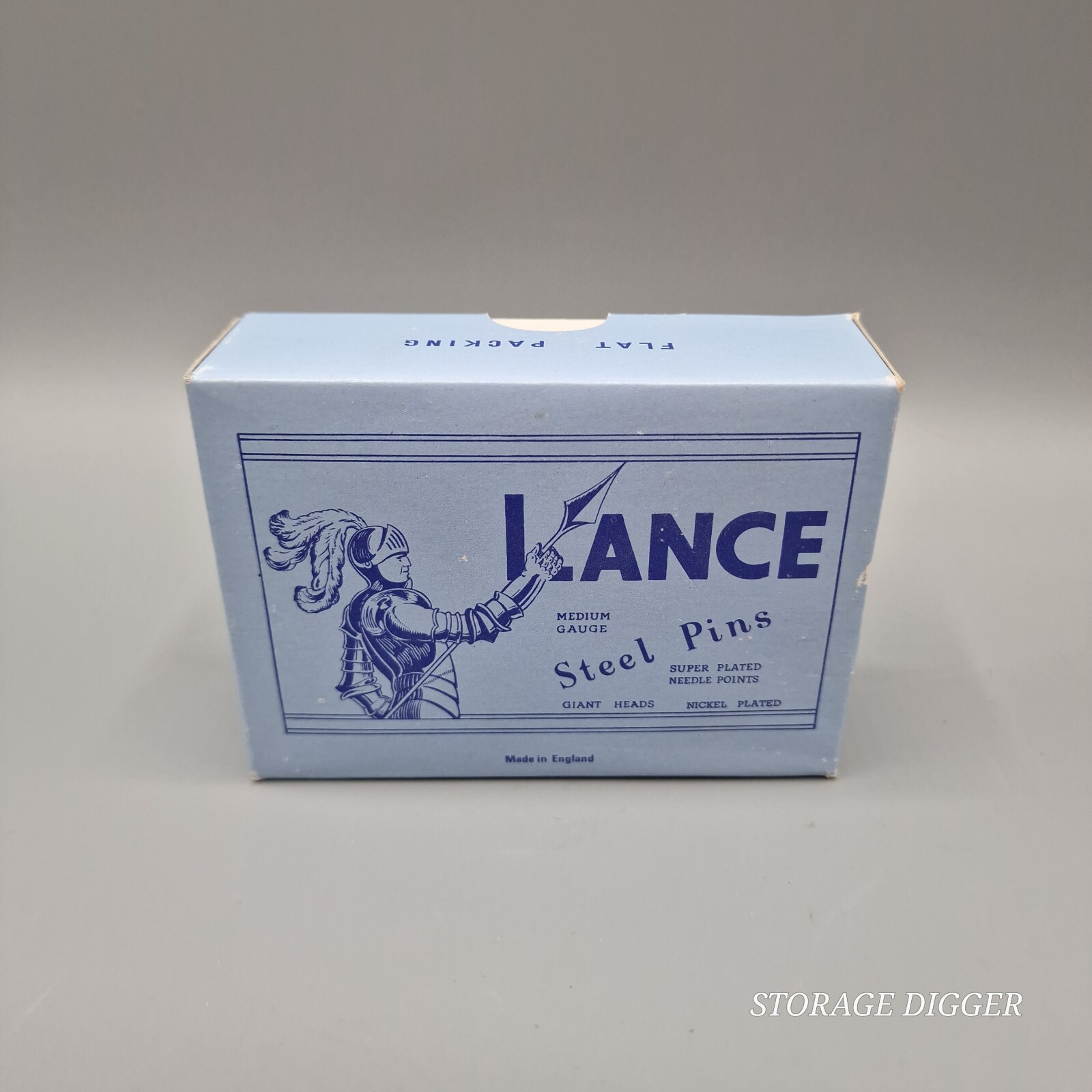 Vintage Lance 1lb No.20 Medium Gauge Steel Pins Giant Heads Nickel Plated Sewing