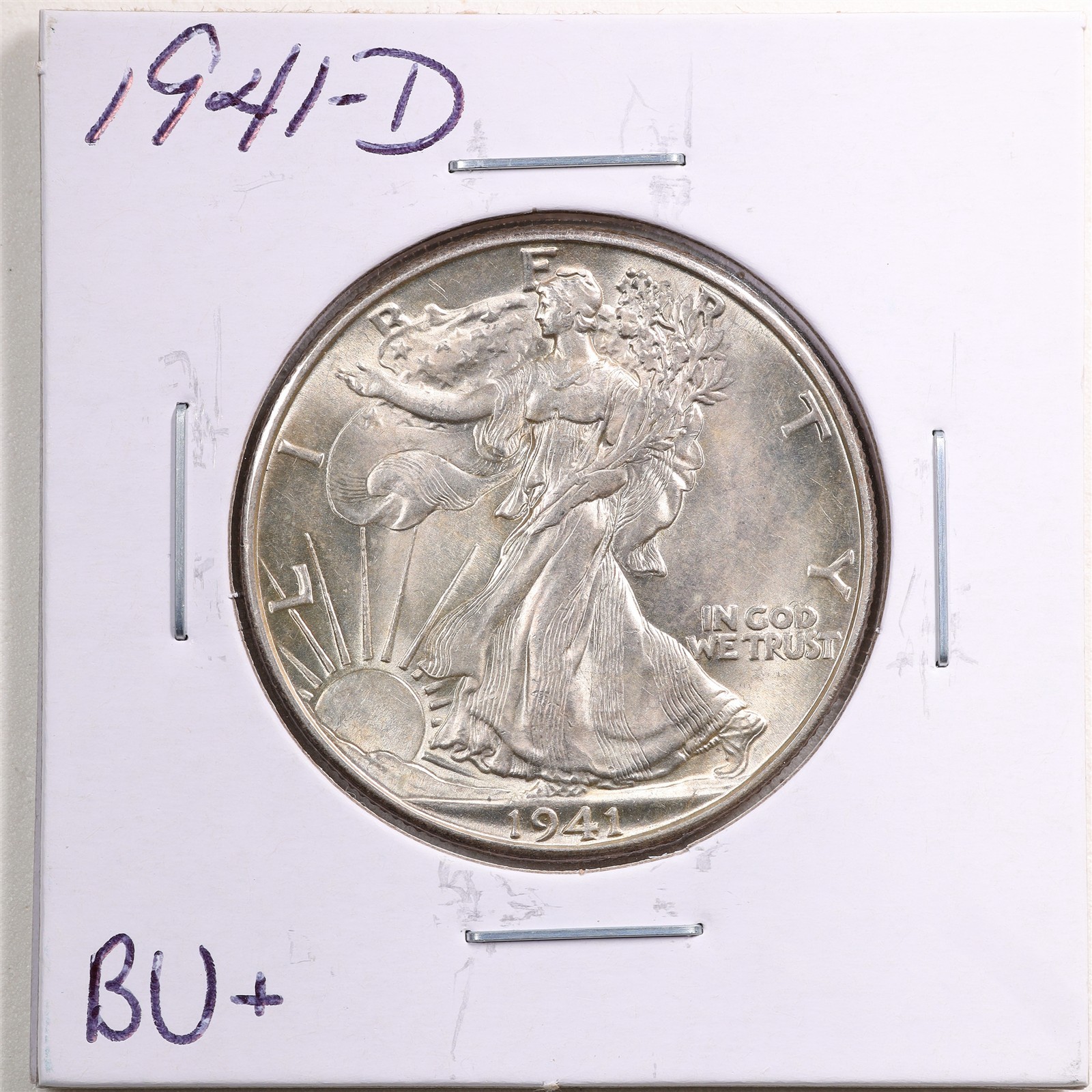 1941-D 50C Walking Liberty Half Dollar in BU+ Condition #7408