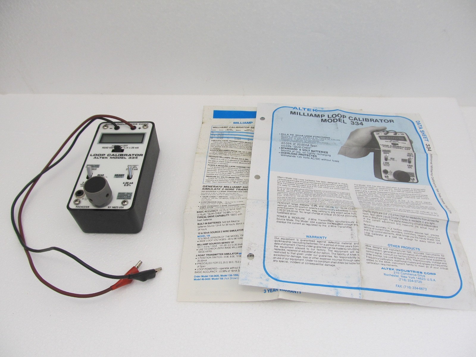 Altek Industries Corp 334 Loop Calibrator + Manual
