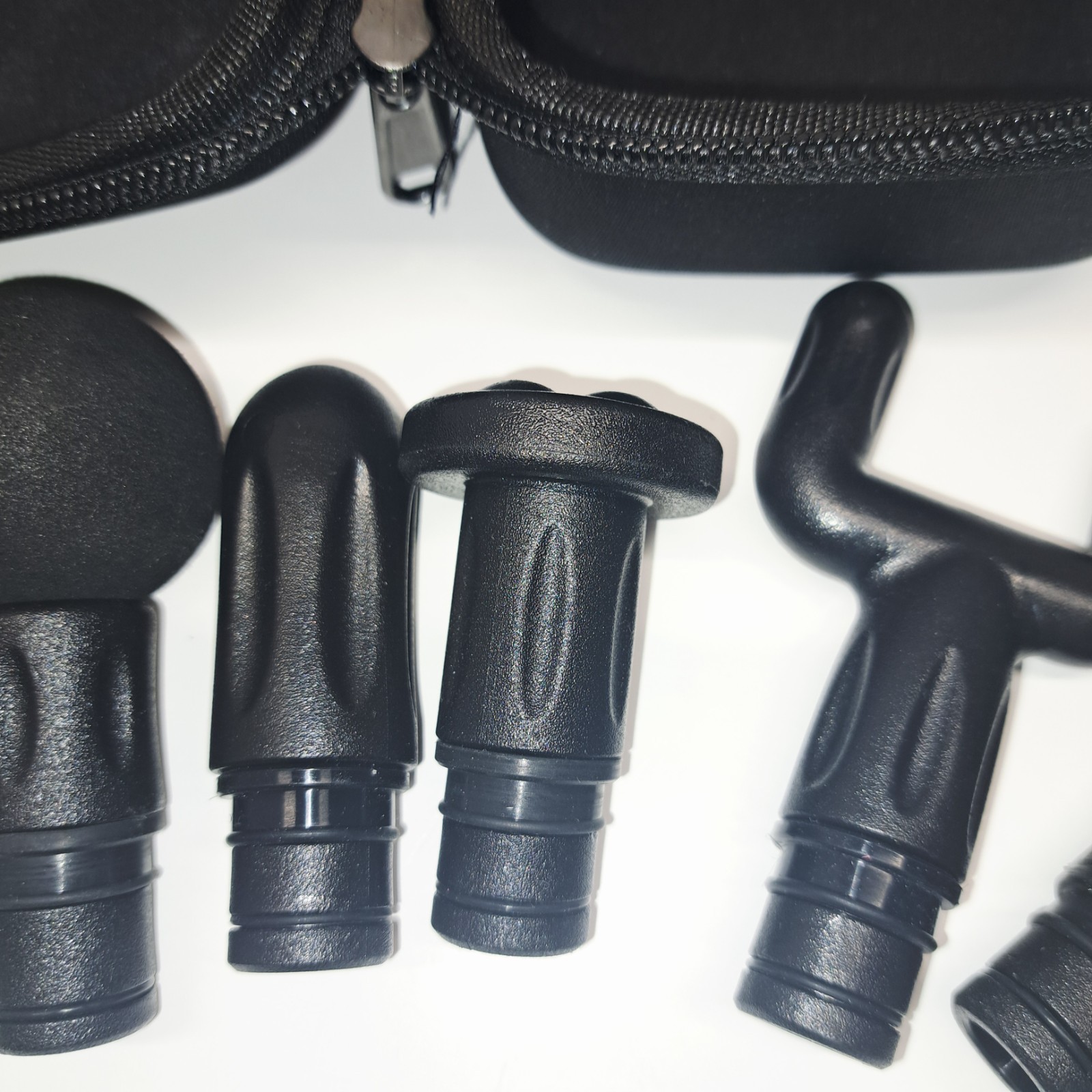 Sharper Image Massage Gun Attachments 6pc Set w/ Case Black Replacement Heads VG