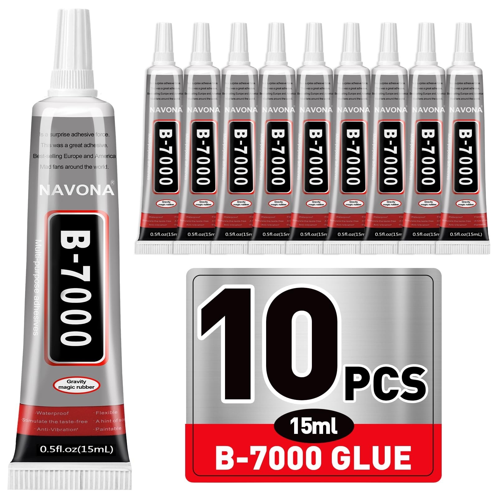 10 PCS 15ml B7000 Rhinestone Glue Clear with Precision Tip, Bedazzling Glue, ...