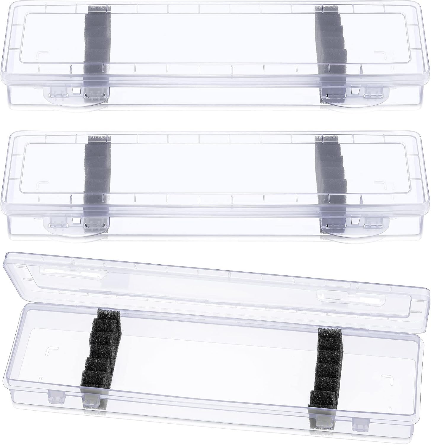 3 Pcs Paint Brush Storage Containers with Foam Inserts, Black