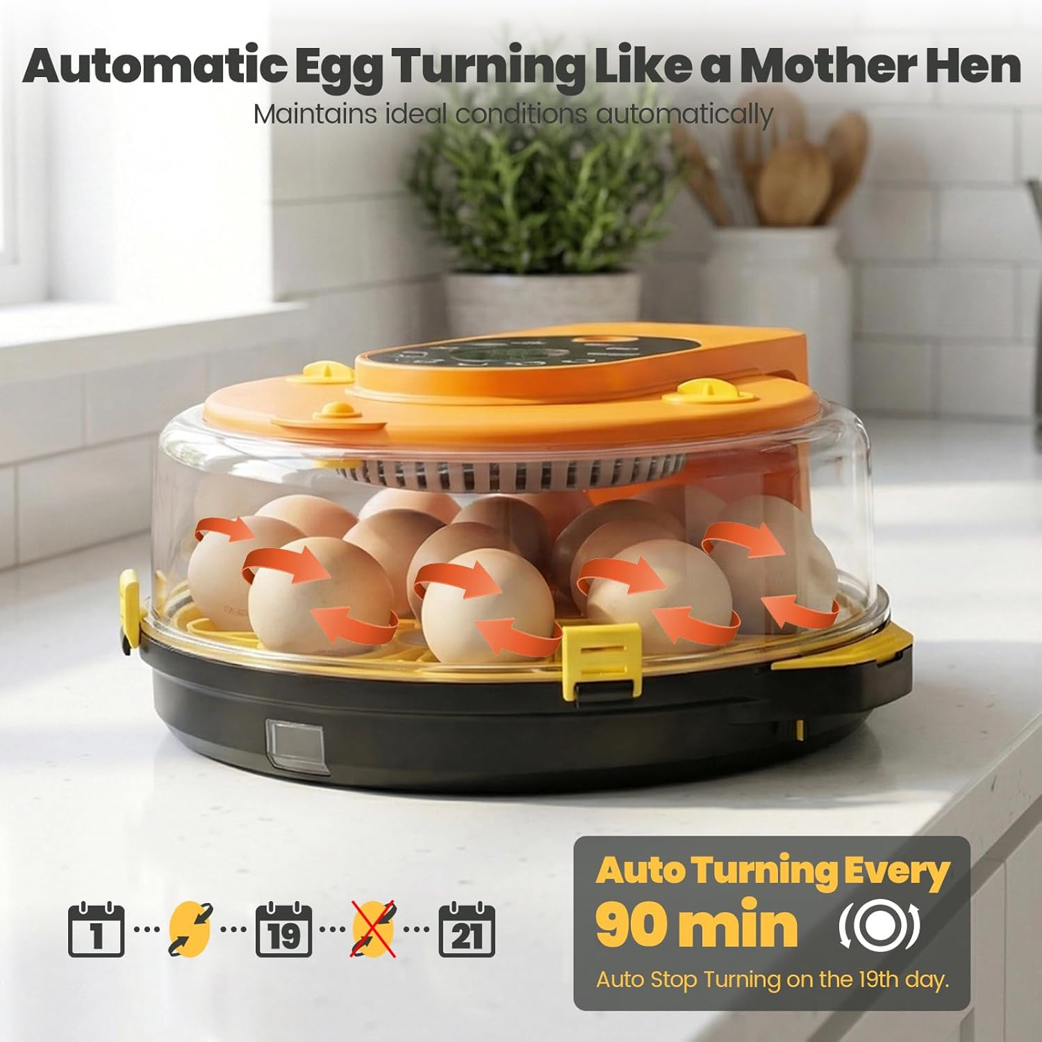 Incubators for Hatching Eggs -15-Egg Automatic Egg Chick Incubator with 5 Smart