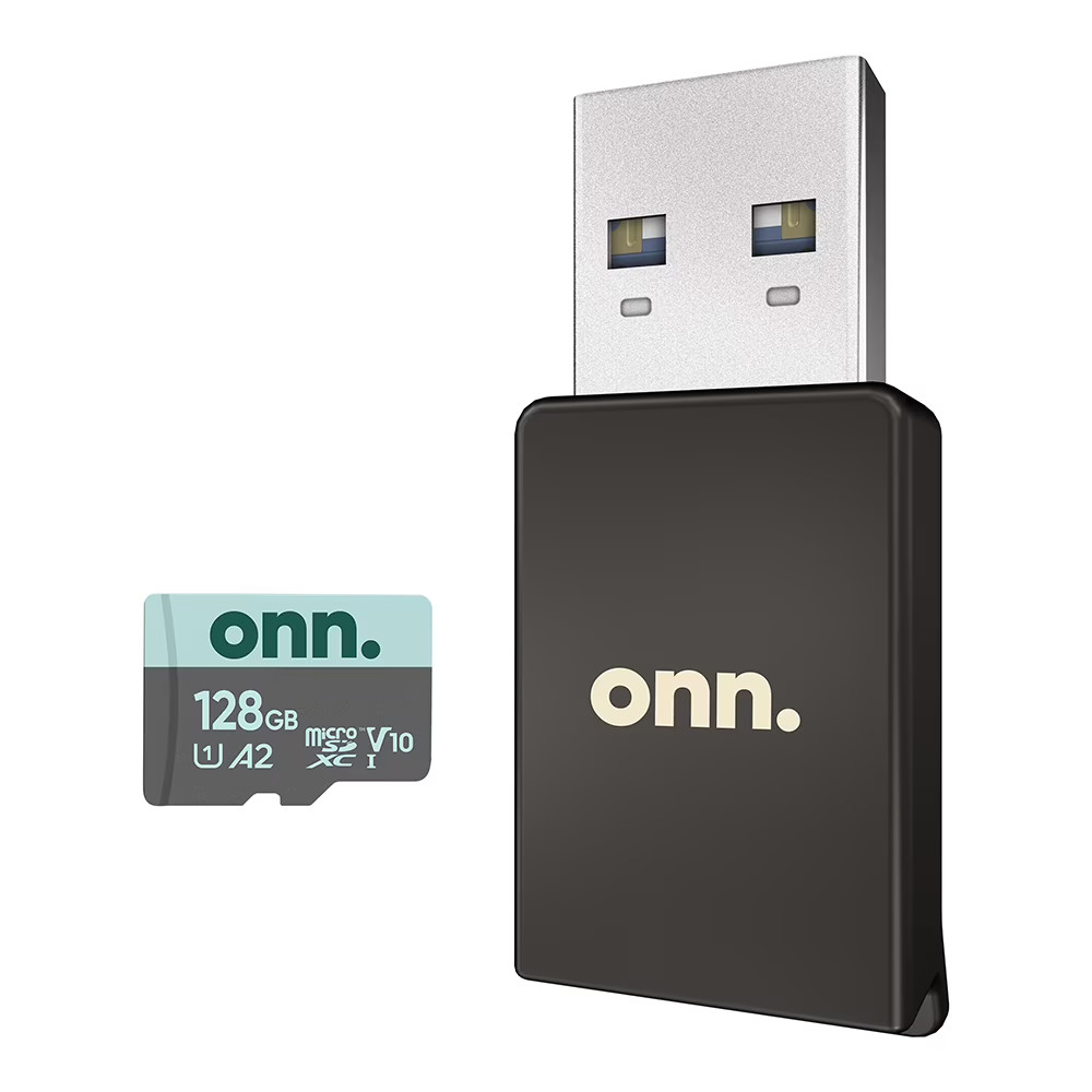 onn 128GB MicroSDXC Card + Reader Bundle