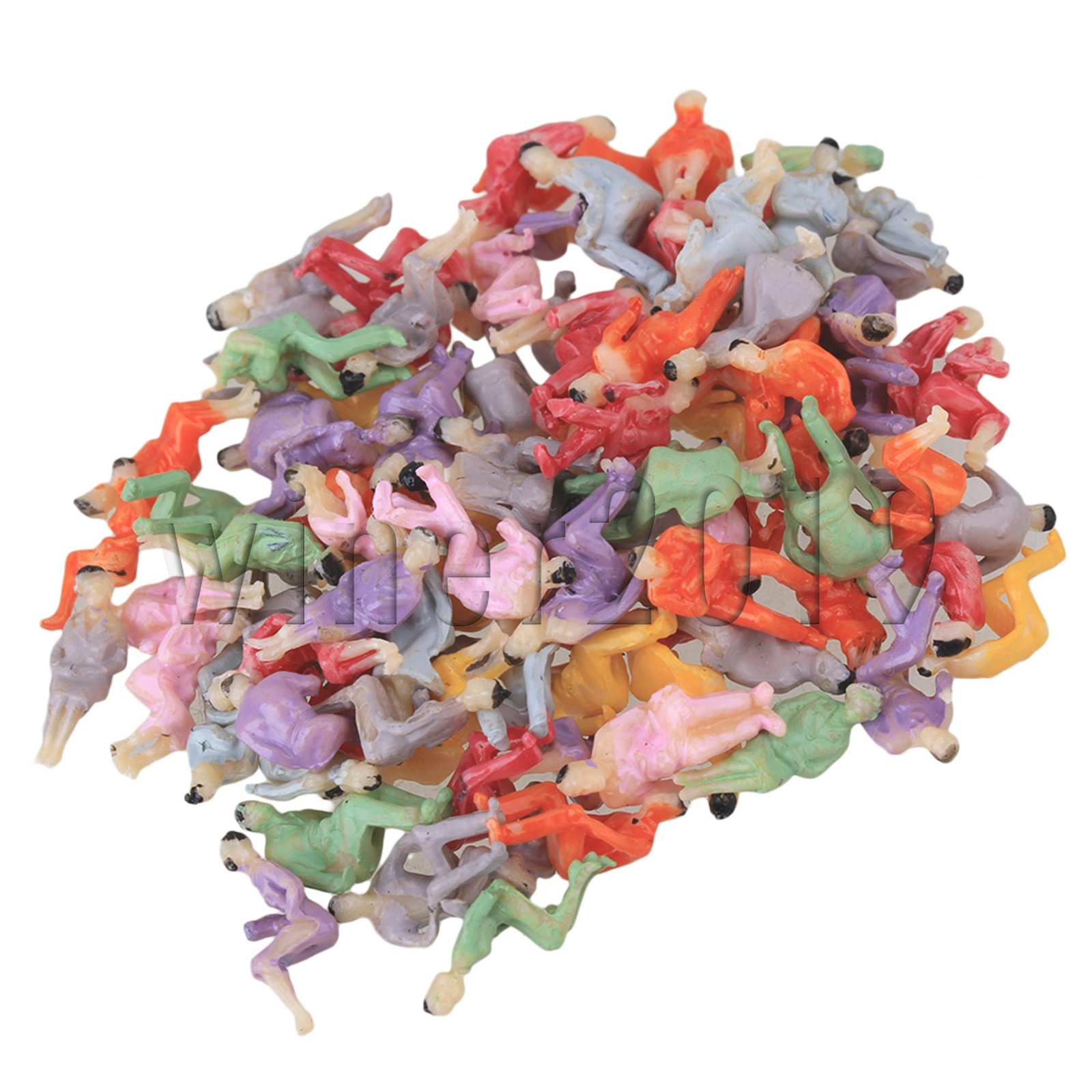 100Pieces Scale 1:100 Plastic Painted Seated People Figures Model Multicolor