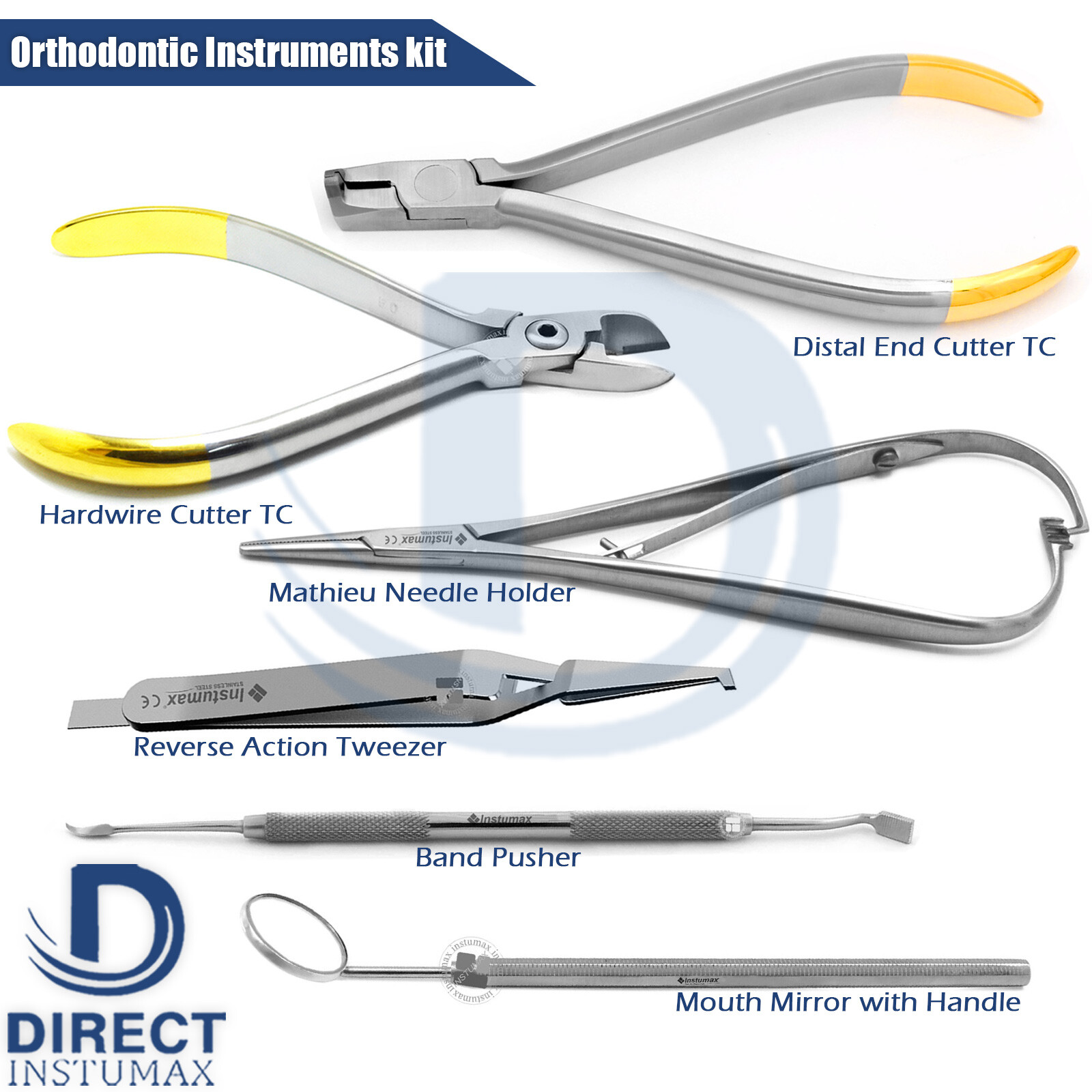 Dental Orthodontic Instruments Kit Braces Wire Cutters Needle Holder Distal TC