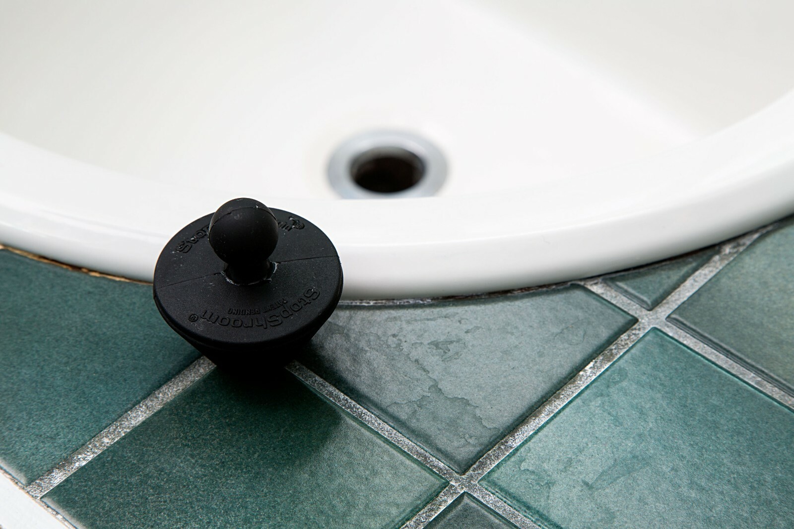 SinkShroom Black Strainer Drain Protector Hair Catcher w/ Stopper Plug for Sinks