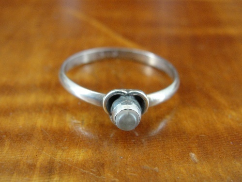 Round Quartz Stone Band Sterling Silver 925 Ring Size 7