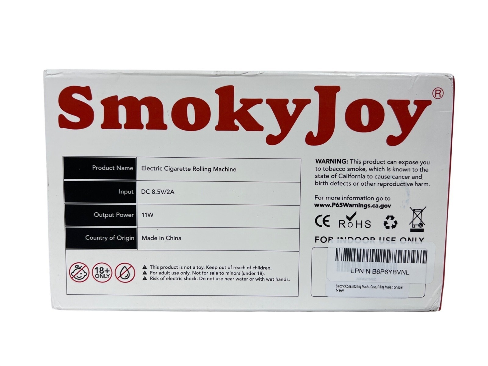 SmokyJoy Electric Cigarette Rolling Machine - New, Open Box