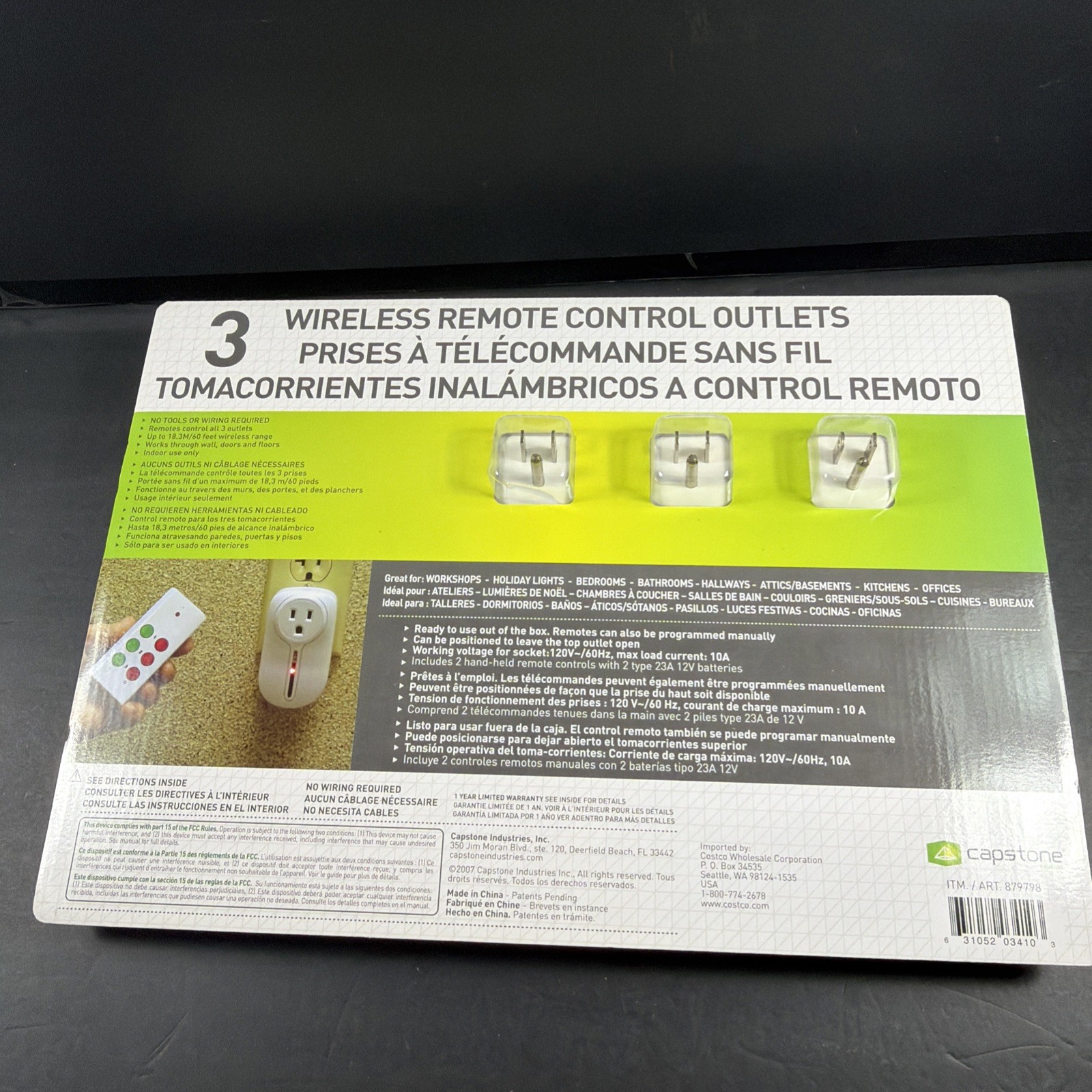 NEW Capstone Wireless Remote Control Outlet Combo Set (3 OUTLETS + 2 REMOTES)