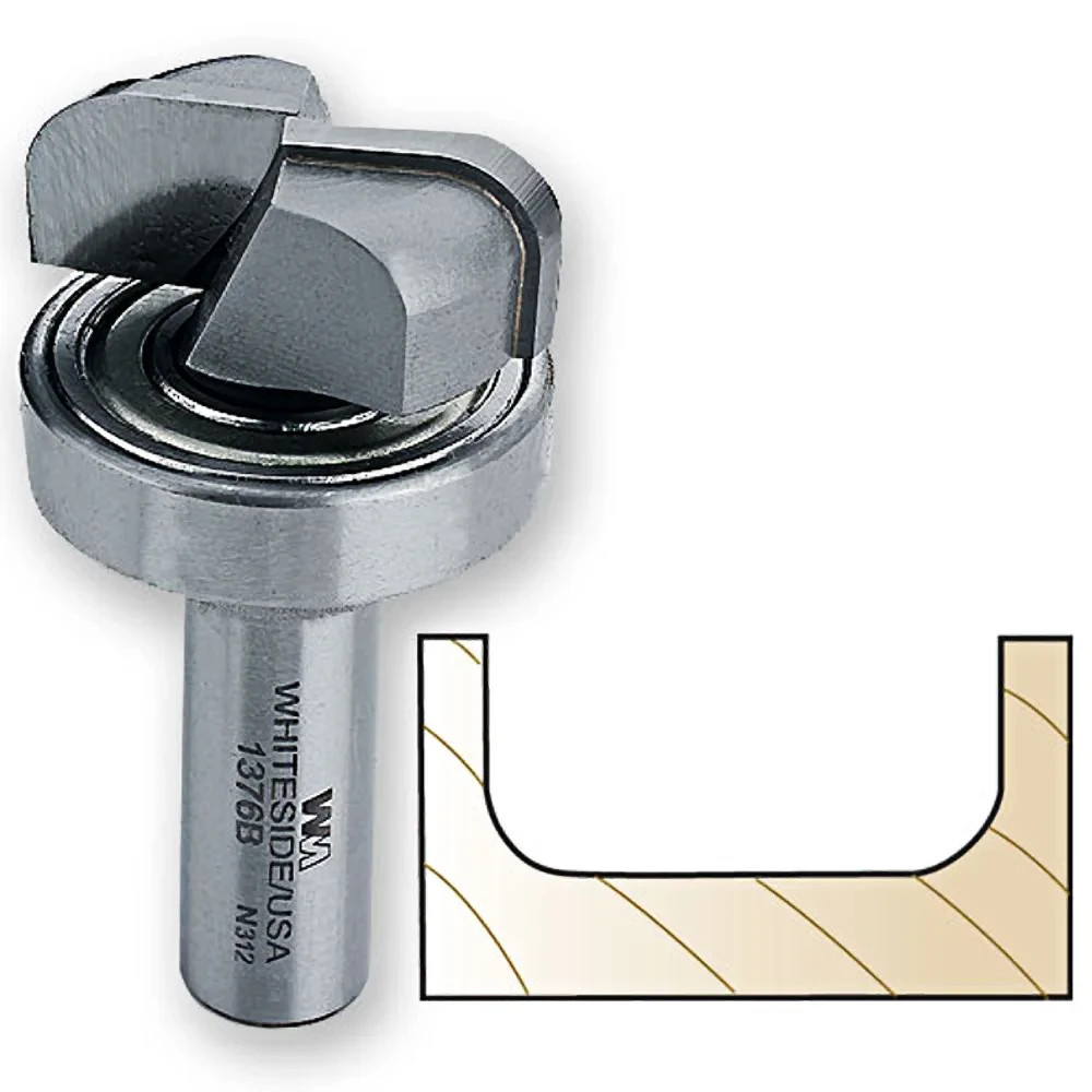 Whiteside Bowl & Tray Bit w/Bearing, 1/2 in. SH x 1/4 in. R x 1-1/4 in. CD