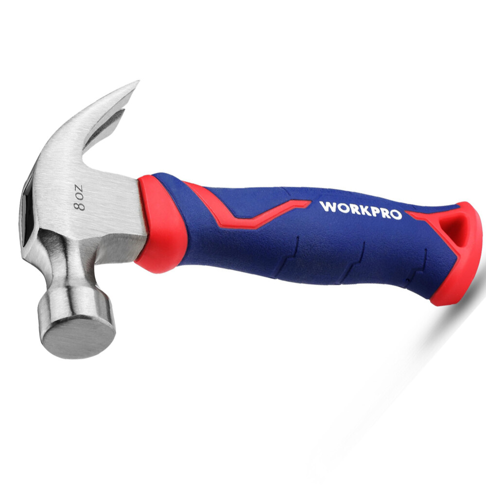 WORKPRO 8 oz Claw Hammer Forged Hardened Steel Heads with Fiberglass Handle NEW