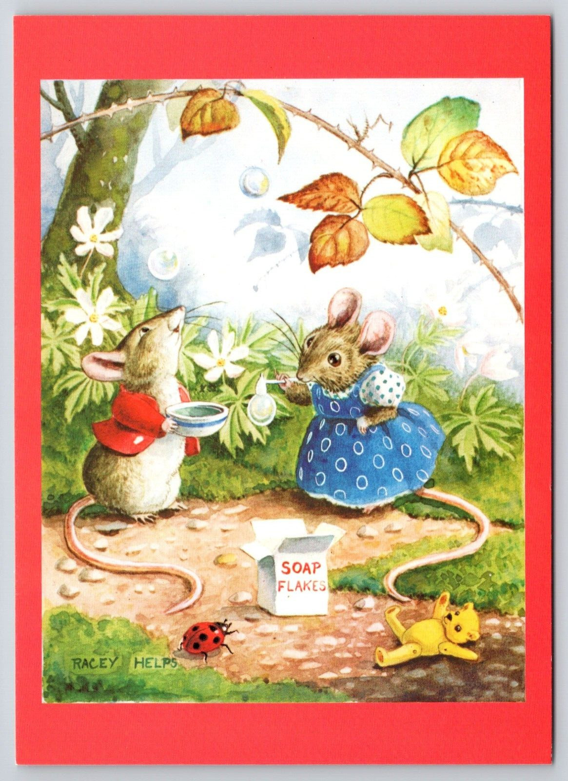 Dressed Mice Blowing Bubbles Fantasy Anthropomorphic Animals Postcard UNP 6x4