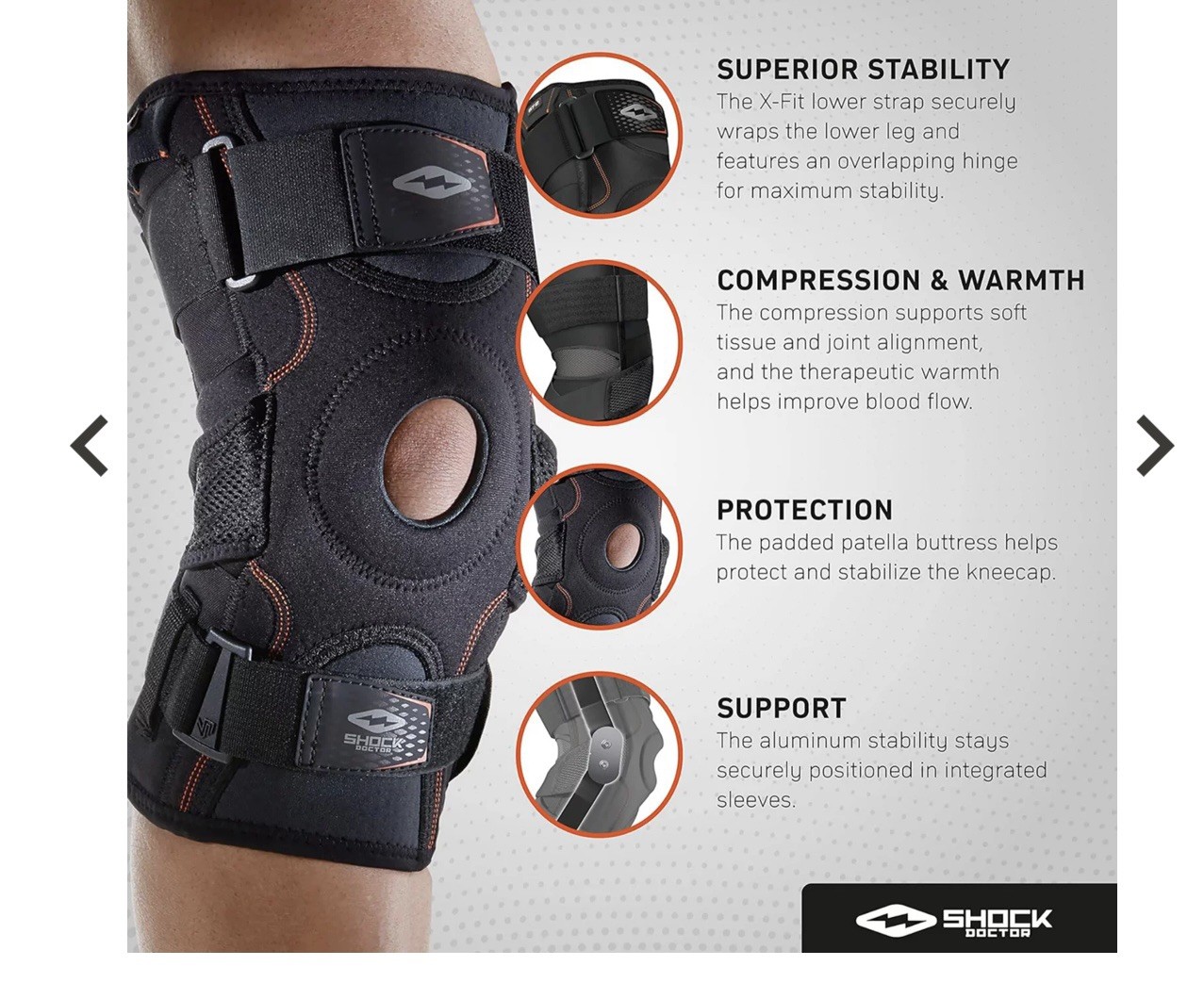 Shock Doctor 872 Knee Brace brace w/dual Hinges size small