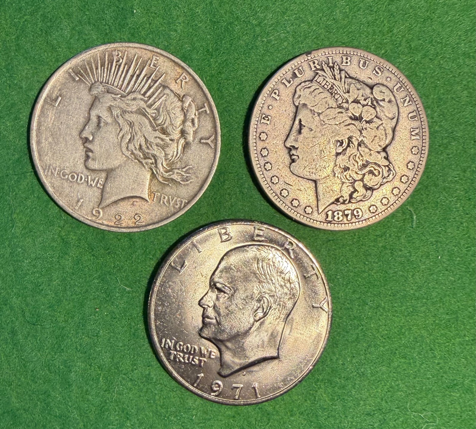 Morgan and Peace 90% Silver Dollars Circulated and bonus DDE dollar