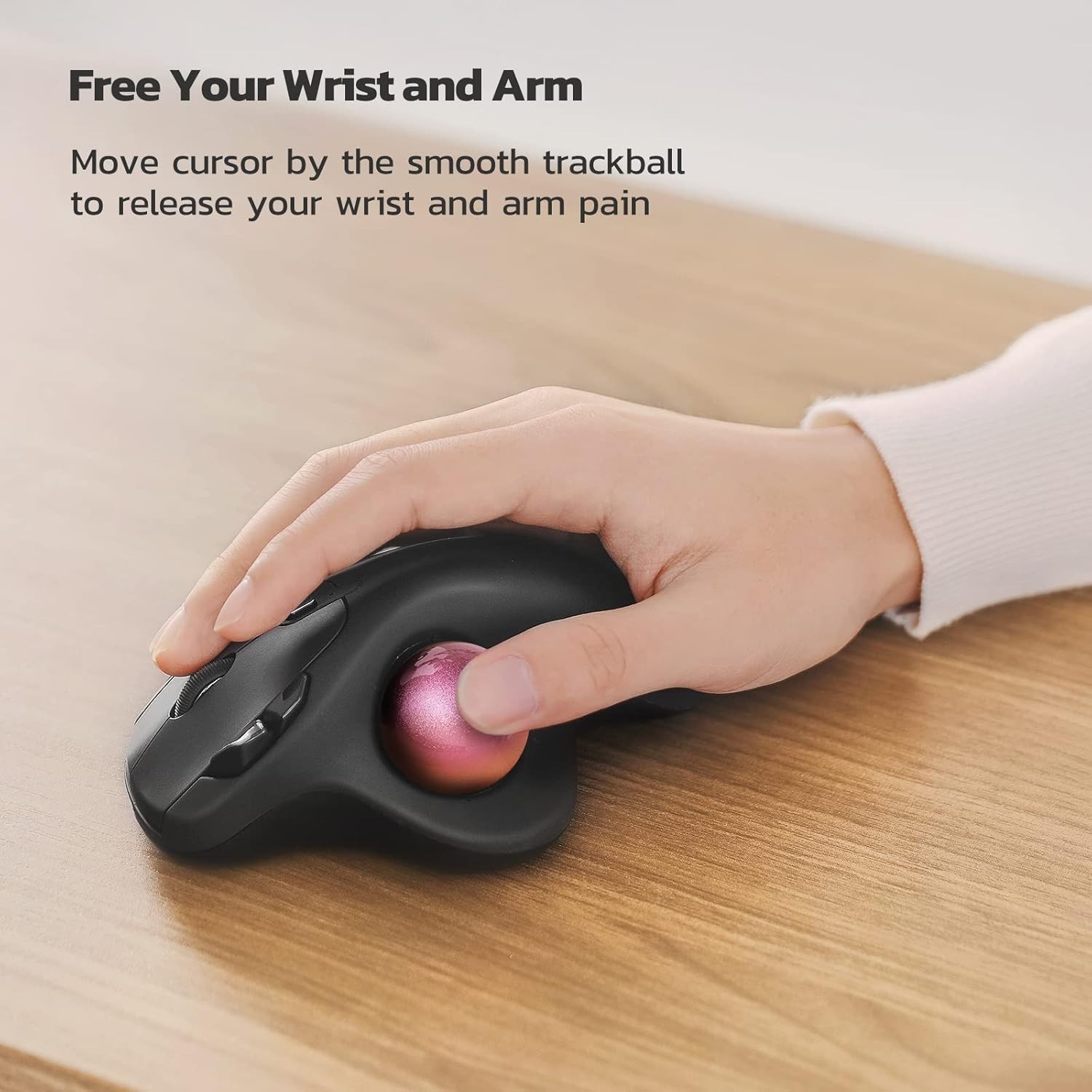 M501 Wireless Trackball Mouse, Rechargeable Ergonomic, Thumb-Controlled, Smoo...
