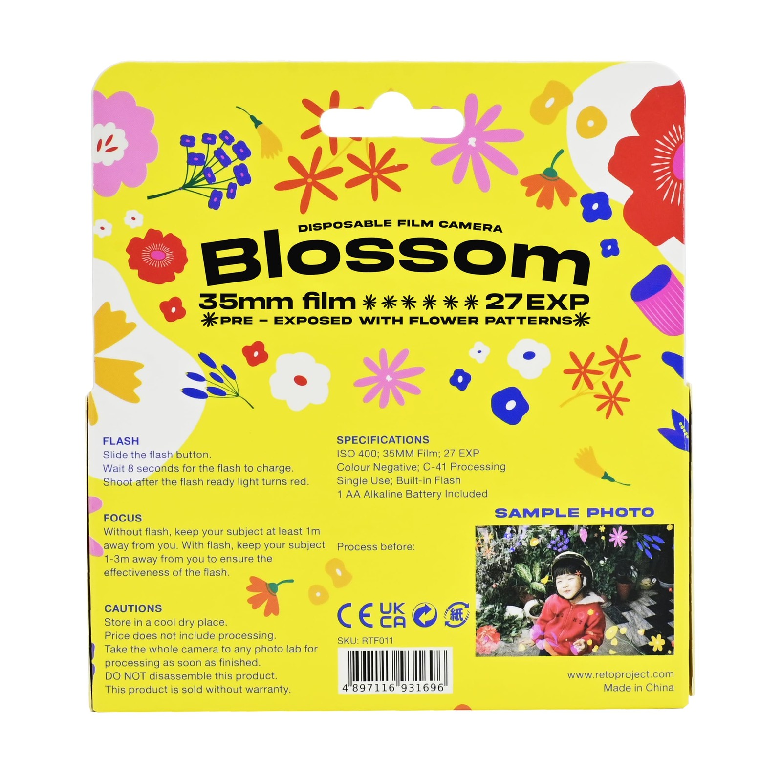 Retocolor Blossom 400 35mm Disposable Film 27EXP, ISO400, Color Negative Film...