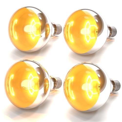 4 Pack 275W Heat Lamp Bulbs, 120v R40 Glass Incandescent Light Bulbs, Bathroom