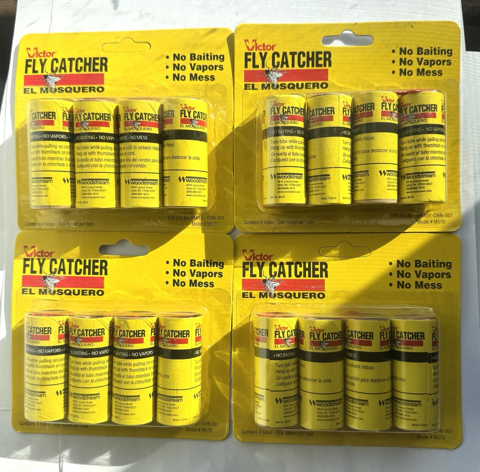 (Lot of 4 -4 Packs) 16 Victor Fly Insect Catcher Trap Sticky Tape Ribbon Strips