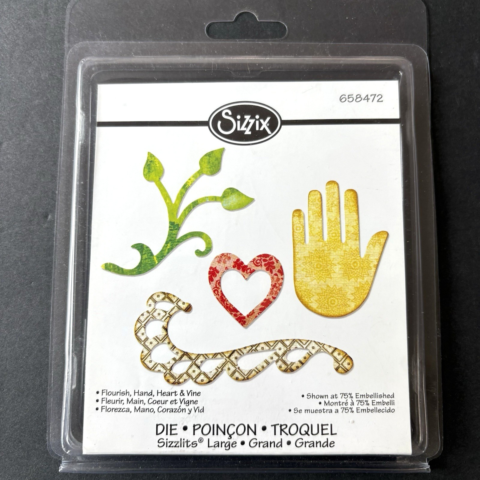 Sizzix Flourish Hand Heart Vine Set Metal Cutting Die Dies 658472