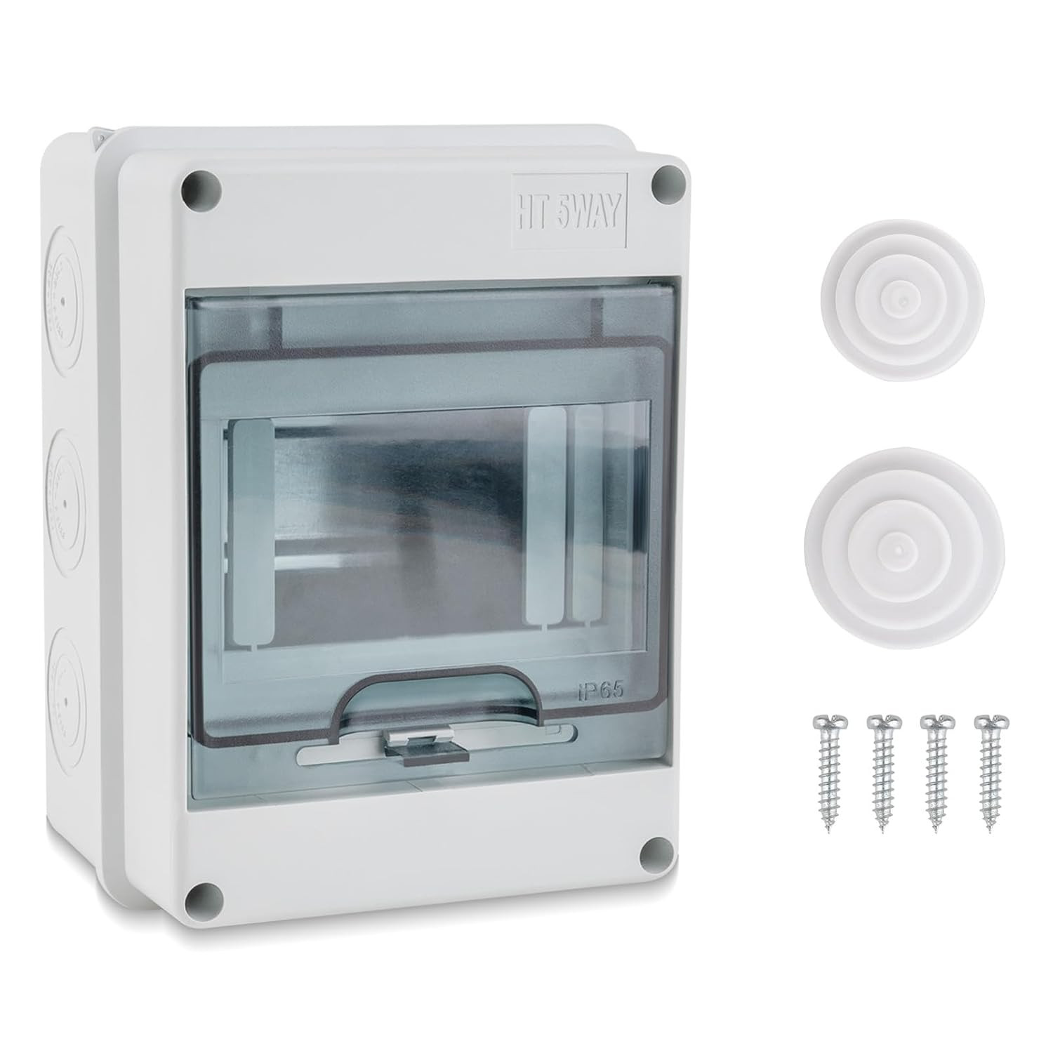5 Way Circuit Breaker Box, IP65 Distribution Protection Box with Din Rail Abs Pl