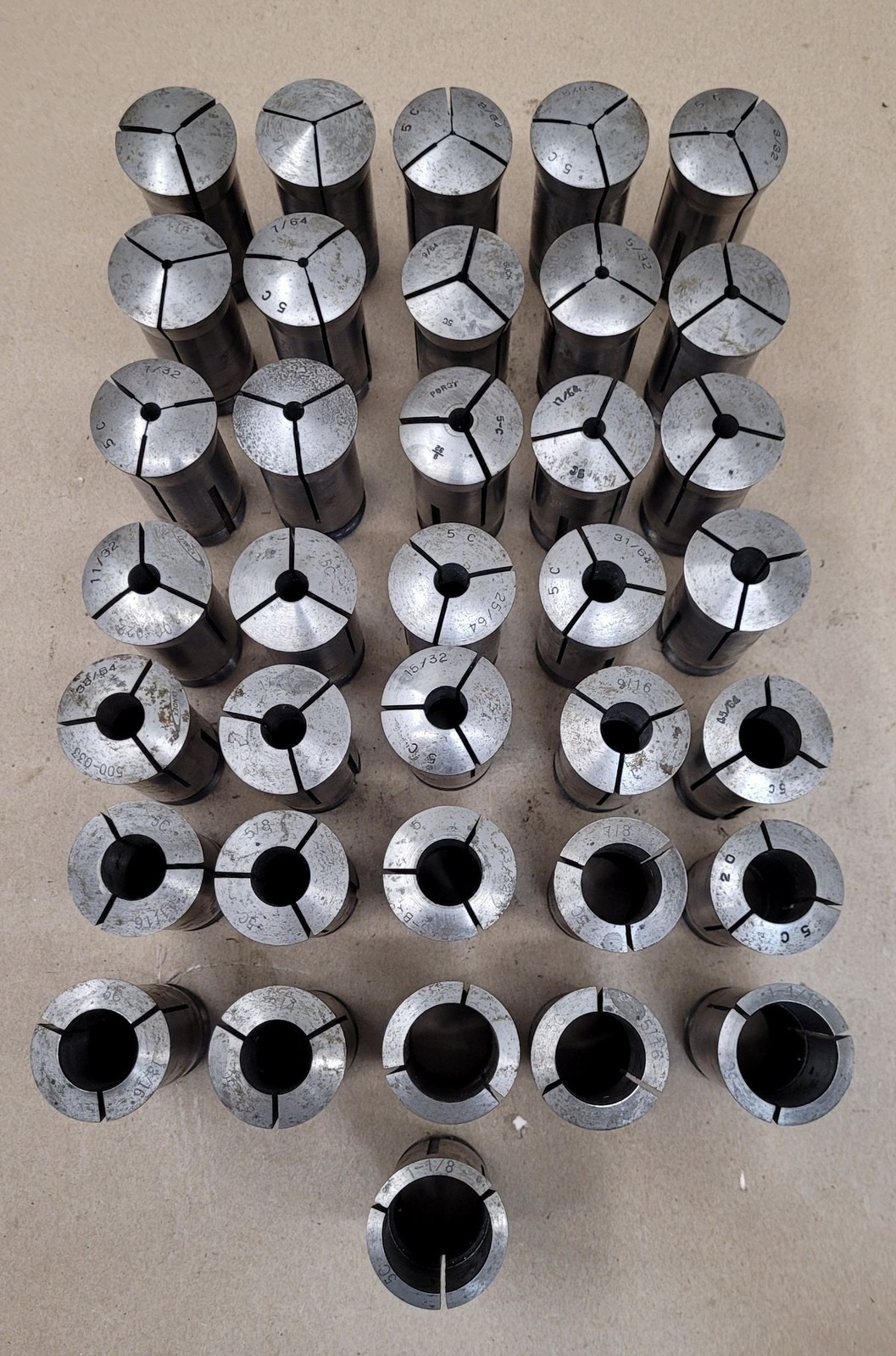 Set of 36 - 5C Collets - Various Sizes