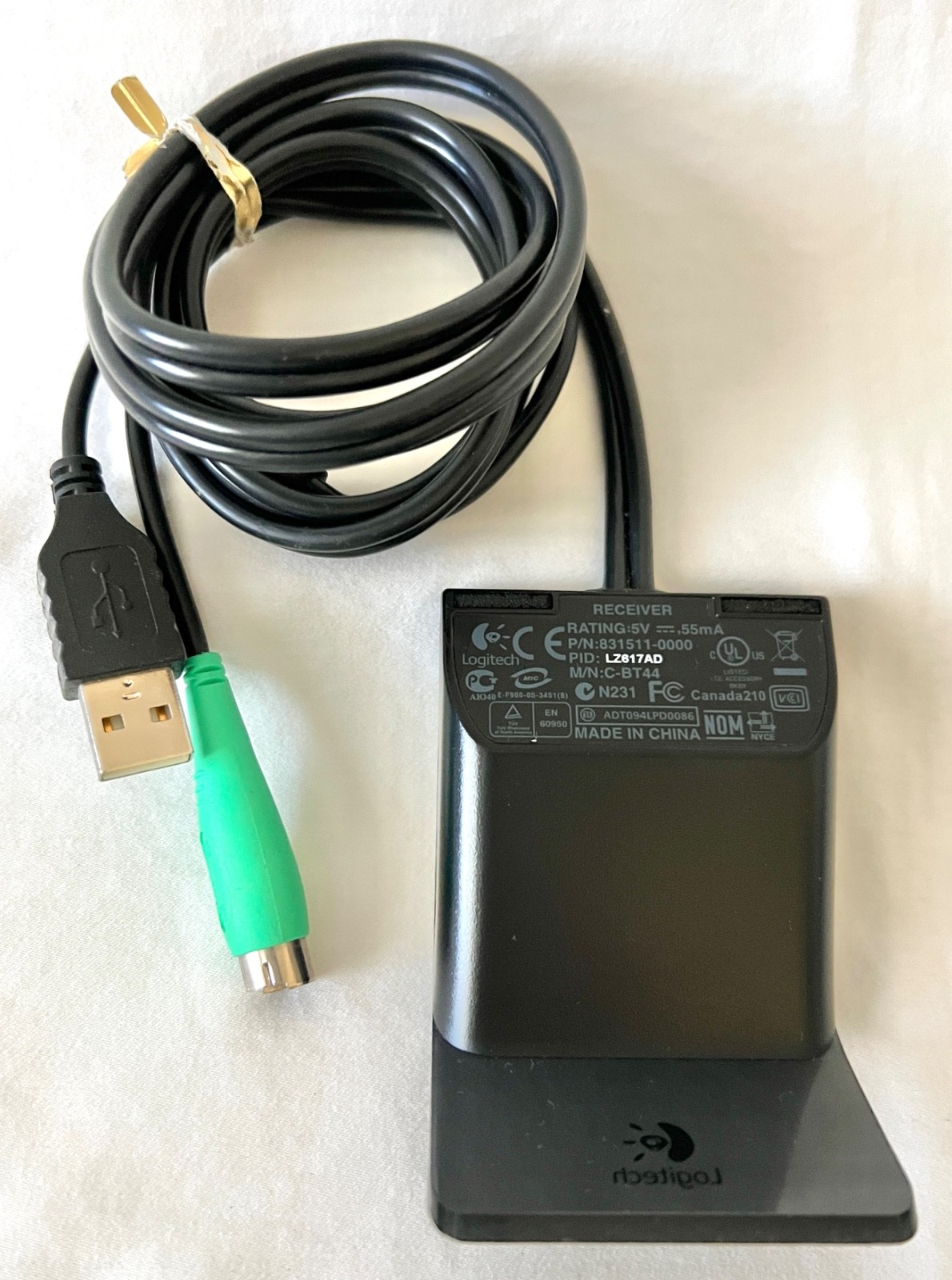 Logitech C-BT44 USB-A & PS/2 Wireless Mouse & Keyboard Receiver 831511-0000