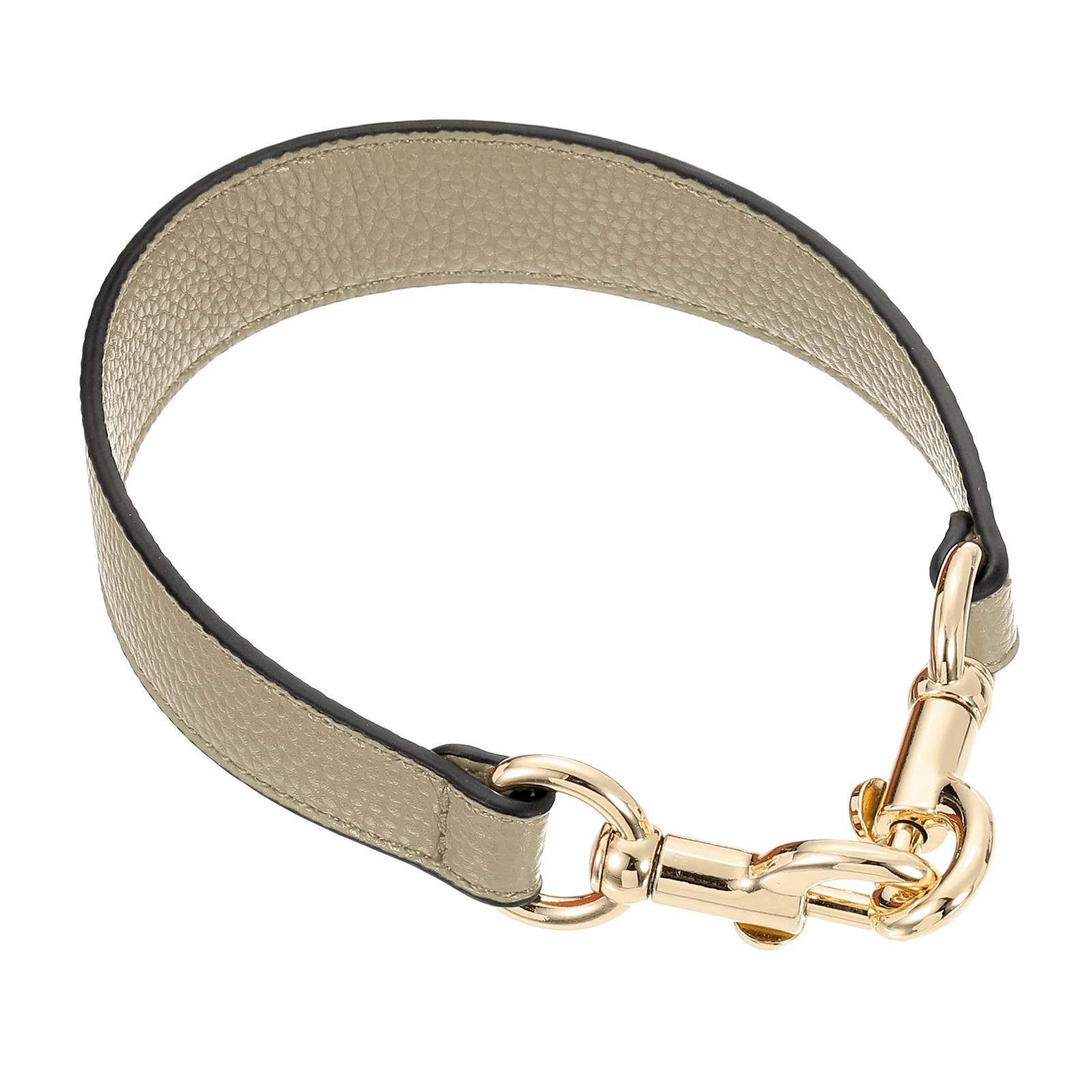 14.17 Inch PU Leather Short Bag Strap with Clasp, Khaki, Gold Buckle