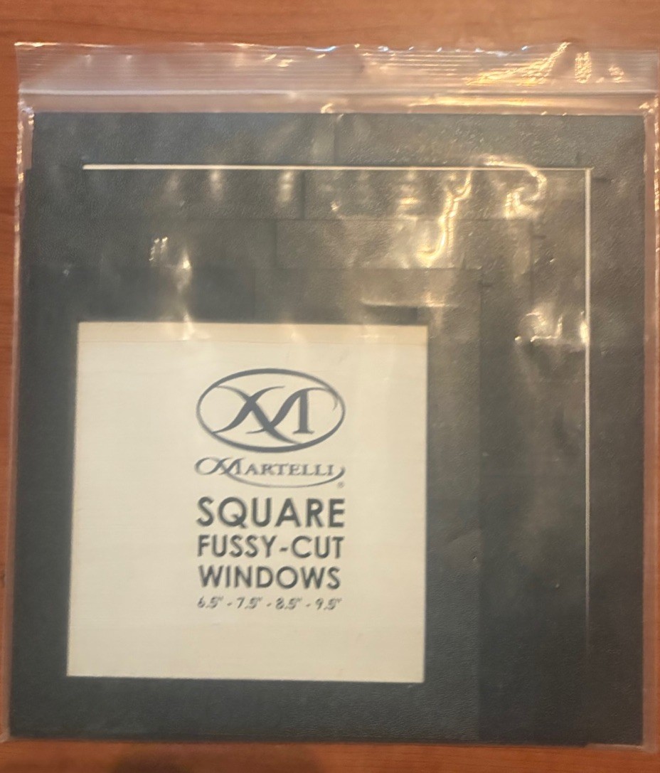MARTELLI SQUARE FUSSY CUT WINDOWS 6.5" - 9.5" FOR QUILTING, MINOR USE SEE PHOTOS